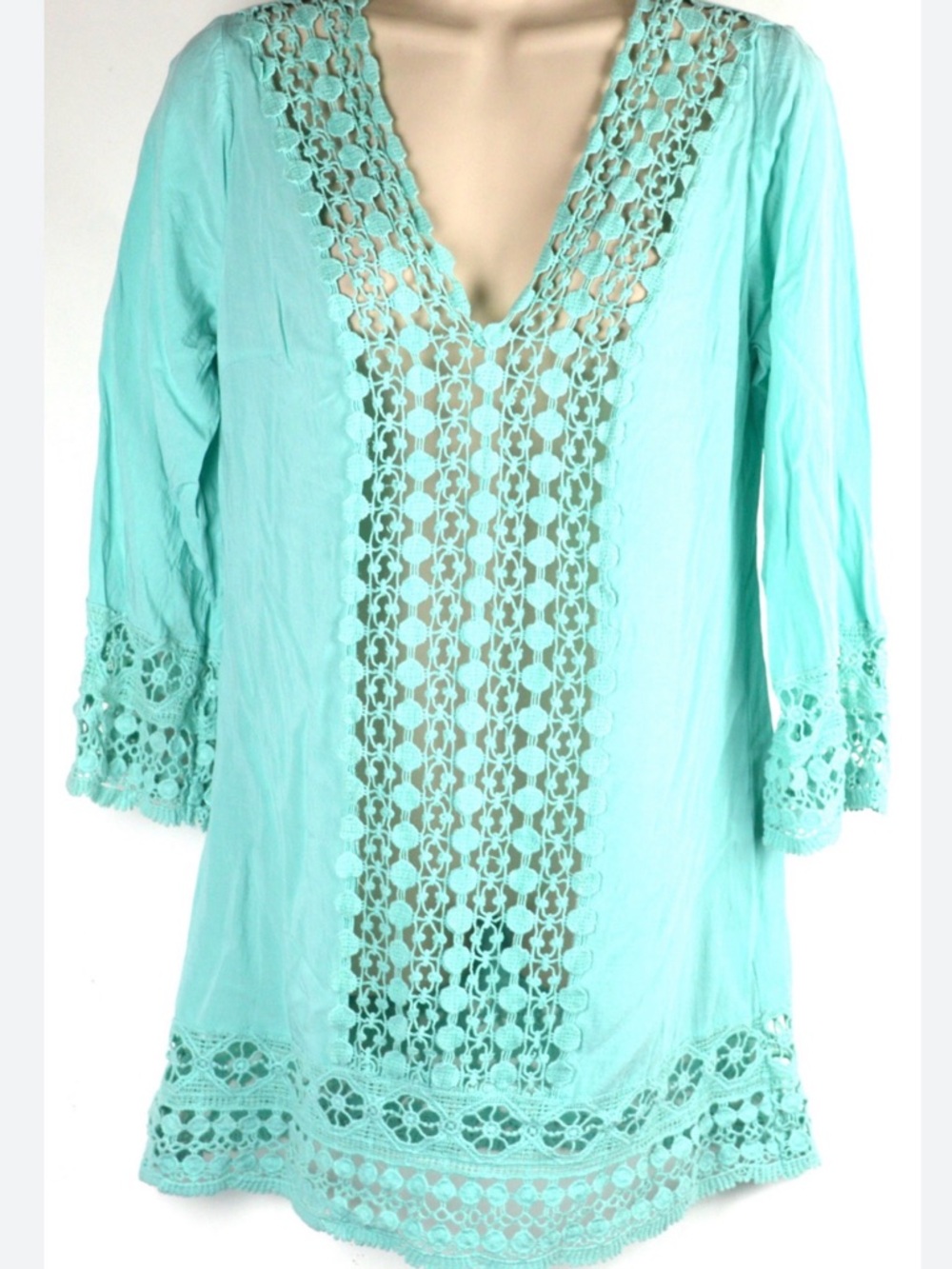 Solitaire Swim Sea Green crochet swim cover up